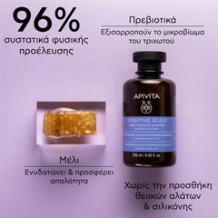Apivita Sensitive Scalp Shampoo Σαμπουάν για το Ευαίσθητο Τριχωτό με Πρεβιοτικά & Μέλι 250ml.