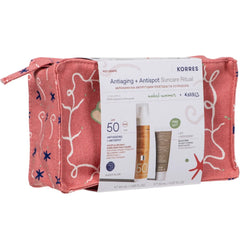 Korres Promo Antiaging & Antispot Suncare Ritual Αντηλιακή & Αντιρυτιδική Προστασία με Red Grape Sheer Glow Αντηλιακή Κρέμα Προσώπου SPF50, 50ml, Black Pine Κρέμα Ημέρας για Σύσφιξη & Lifting, 20ml & Δώρο Naked Summers x Korres Νεσεσέρ, 1τεμ, 1σετ