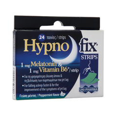Uni-Pharma Hypno Fix Strips Συμπλήρωμα διατροφής με μελατονίνη, 24 ταινίες