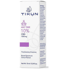 Tikun CBD Any Time 10% Υπογλώσσιες Σταγόνες Ελαίου Κάνναβης, 10 ml