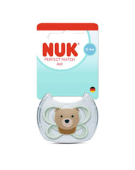 Nuk πιπίλα σιλικόνης perfect match air με θήκη 0-6m bear