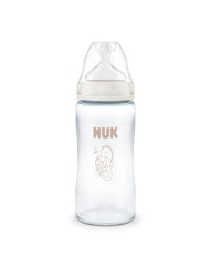 Nuk γυάλινο μπιμπερό με θηλή σιλικόνης first choise 3m+ 240ml seahorse
