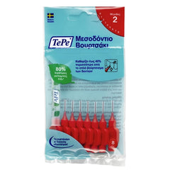 TePe Interdental Brush No2 Μεσοδόντια Βουρτσάκια σε Κόκκινο Χρώμα, 8τεμ