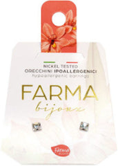 FARMA BIJOUX Υποαλλεργικά Σκουλαρίκια Κρύσταλλα Τετράγωνα 3mm 1 ζευγάρι