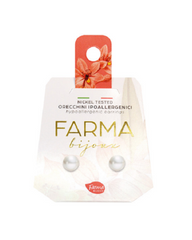 Farma Bijoux Υποαλλεργικά Σκουλαρίκια Επίπεδες Πέρλες 6mm, 1 ζευγάρι
