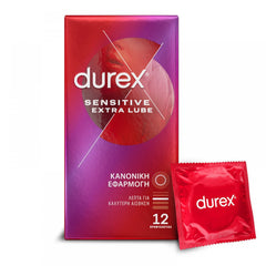 Durex Προφυλακτικά Πολύ Λεπτά Sensitive Έξτρα Λιπαντικό, 12τεμ