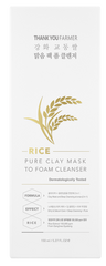 Thank You Farmer Rice Pure Clay Mask to Foam Cleanser Αφρώδες Καθαριστικό Προσώπου, 150ml