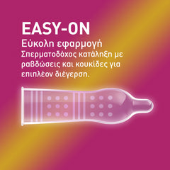 Durex Προφυλακτικά Με Κουκιδες και Ραβδώσεις Pleasuremax  Κανονική Εφαρμογή, 12 τεμάχια