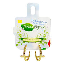 Farma Bijoux Υποαλλεργικά Σκουλαρίκια Χρυσοί Κρίκοι με Σταυρό 20mm, 1 ζευγάρι