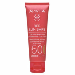 Apivita Bee Sun Safe SPF50 Anti-Spot & Anti-Age Tinted Golden Cream Αντηλιακό Προσώπου με χρυσαφί απόχρωση κατά των Πανάδων & των Ρυτίδων 50ml.
