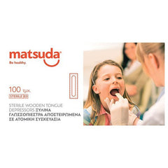 Matsuda Ξύλινα Γλωσσοπίεστρα Αποστειρωμένα Σε Ατομική Συσκευασία, 100τμχ.