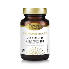 Power of Nature Liposomal Range Vitamin C 300mg & Vitamin D3 1000 IU 30Caps.