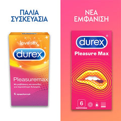 Durex Pleasure Max Προφυλακτικά Με Κουκίδες και Ραβδώσεις 6Tμχ.