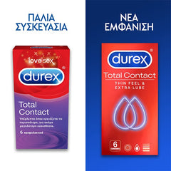 Durex Total Contact Προφυλακτικά Πολύ Λεπτά 6Τμχ.