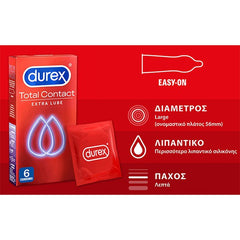 Durex Total Contact Προφυλακτικά Πολύ Λεπτά 6Τμχ.
